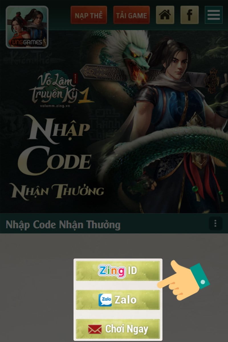 Đăng nhập vào game vltk